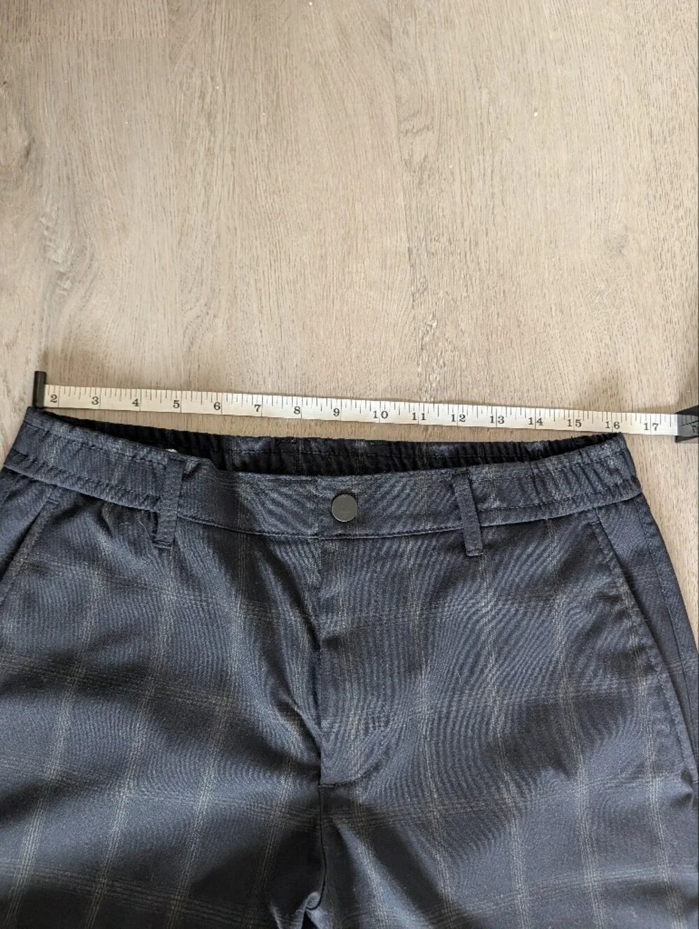 Zara Mens Black Windowpane Plaid Trousers Size M Tailored Slim Fit Office Preppy